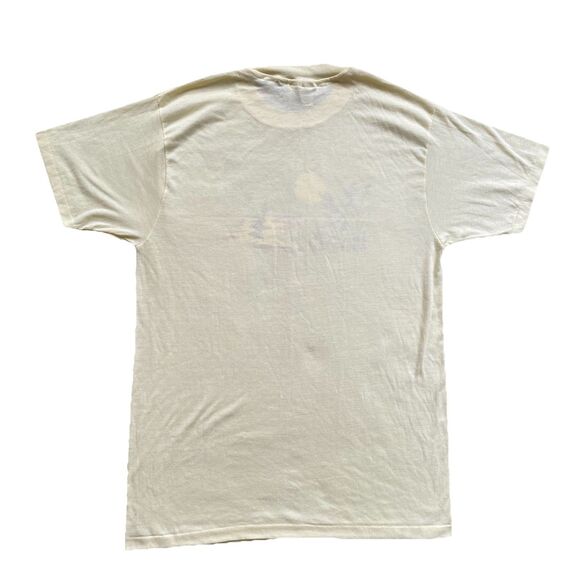 Vintage 80s Butter Yellow T Shirt St Thomas Sunset Beach Vacation Large - Picture 3 of 6